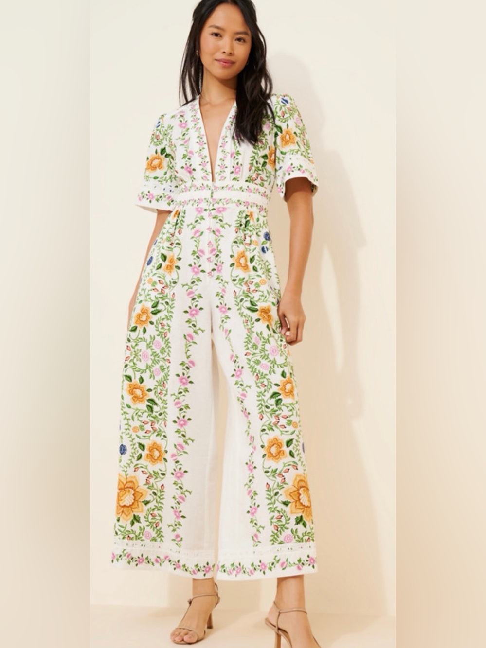 Farm Rio Folk Floral Jumpsuit